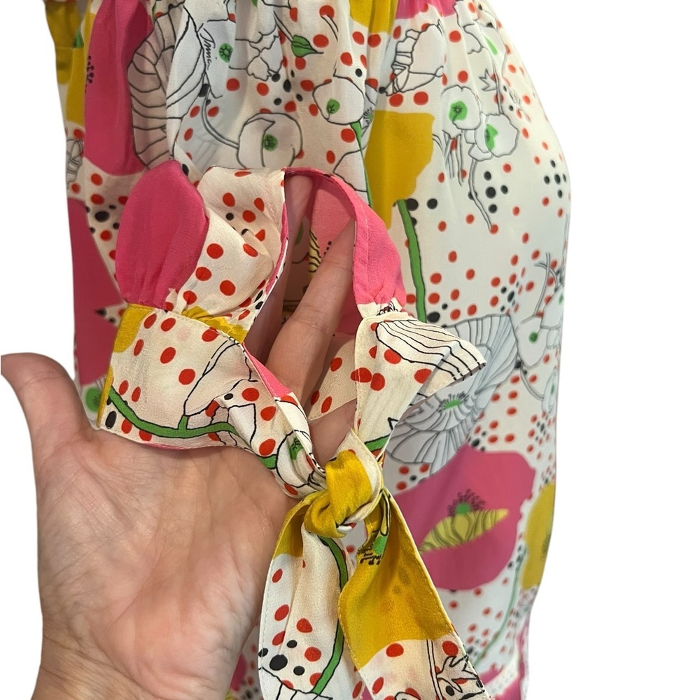 Trina Turk Katy Poppy Floral Off The Shoulder Silk Top Multicolor Medium - Picture 5 of 9